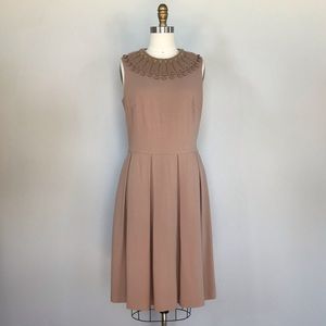 Ports 1961 a-line dress w/ crochet embellishment